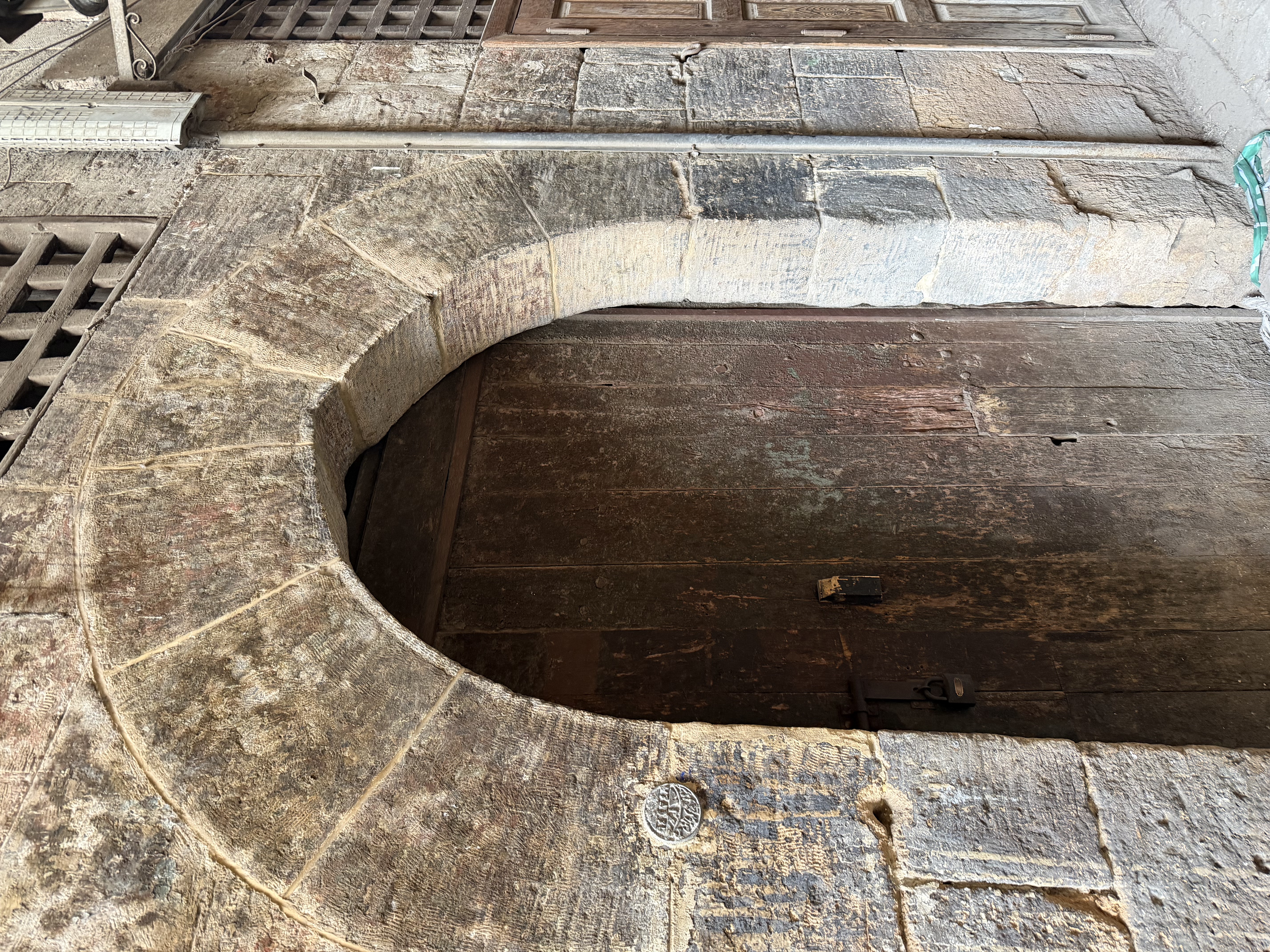 Stone archway with wooden door